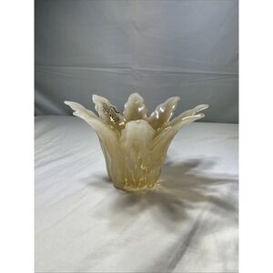 Vtg Murano Lavorazione Art Glass Opalescent Petal Vase Votive Candle Holder